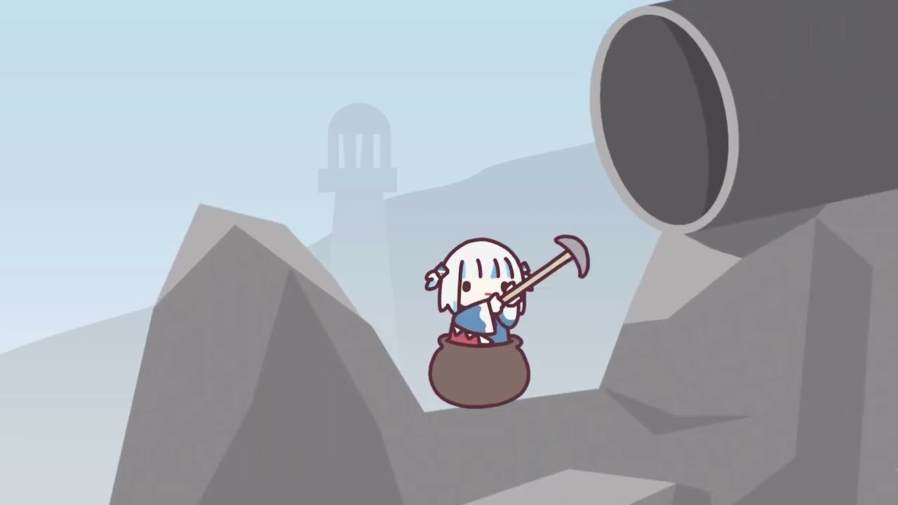 🦈Gura playing getting over it⛏🦈⚱️【hololive / animation】