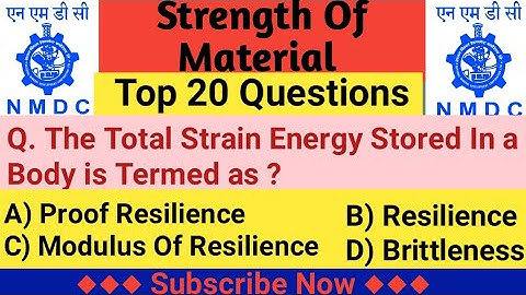 NMDC Model Paper 2021 | Top 20 Strength Of Material Objective Questions And Answer For All NMDC Exam