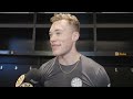Jordan Harris talks with the media ahead of his B's debut