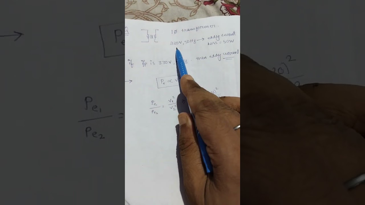 single phase transformer supplied with 220v, 50Hz Eddy current loss is 50W 