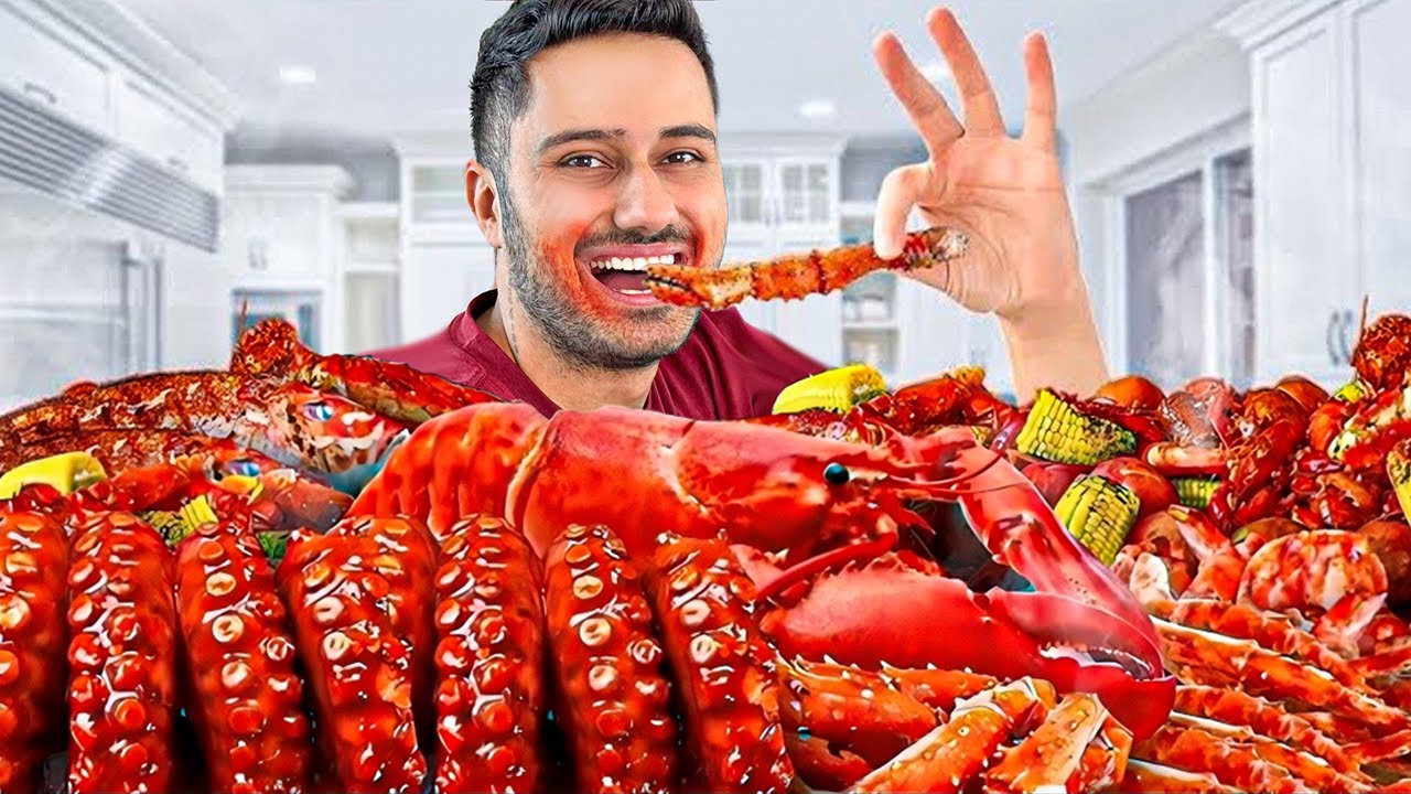 موکبانگ غذای دریایی تند و اسپایسی | خرچنگ امریکایی خوردیم! به سوالا جواب دادیم