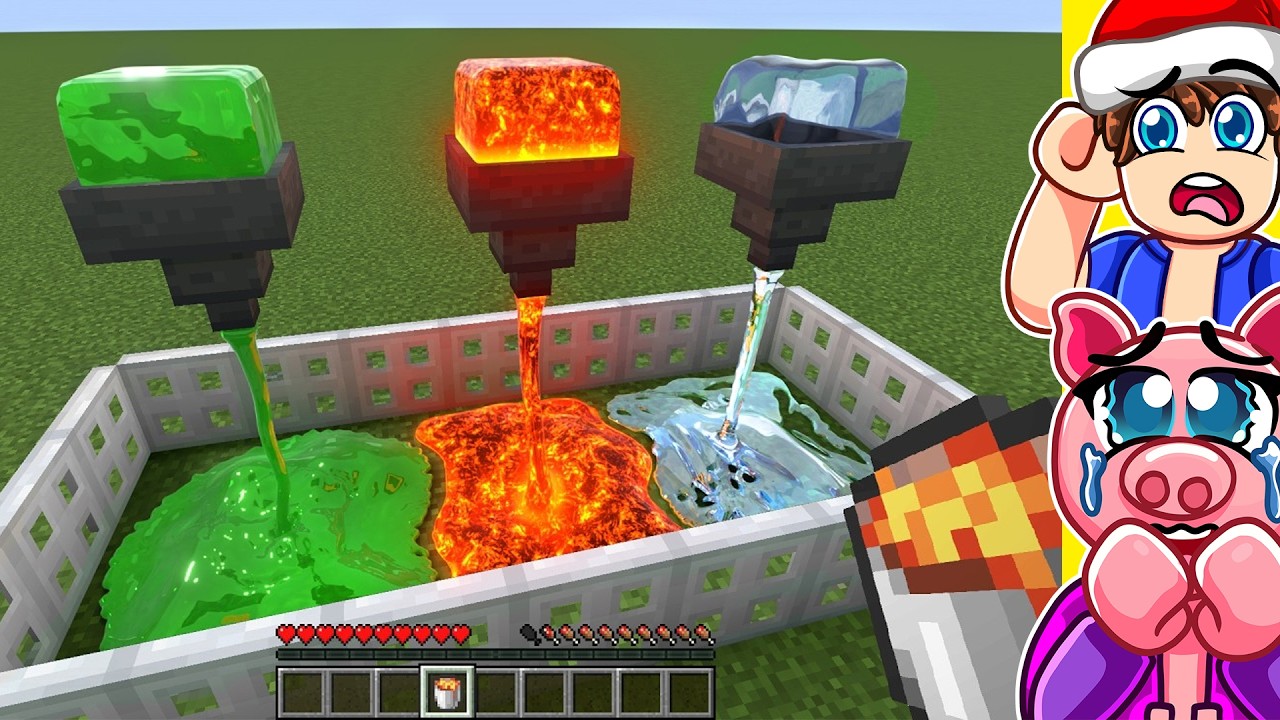 POROVNÁNÍ REALISTICKÉ VODY vs LÁVY vs MLÉKA vs BAHNA v Minecraftu! (experiment)