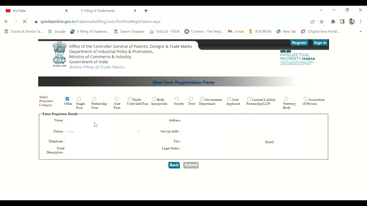 Trademark Login ID and Password Creat kese kre