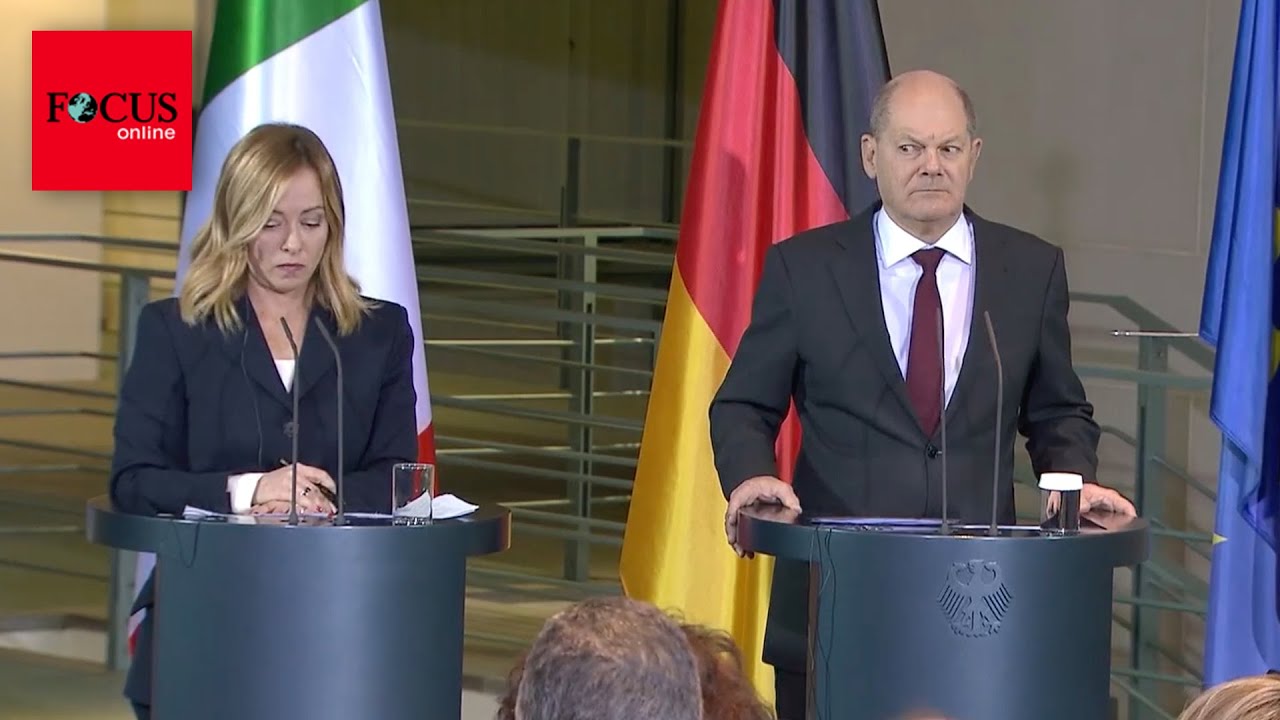 Als Meloni die Deutschland-Frage gestellt wird, entgleisen Scholz' Gesichtszüge
