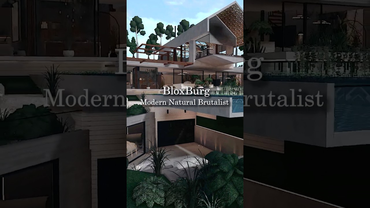 Bloxburg Speed Build Modern Natural Brutalist House #bloxburg #roblox #welcometobloxburg
