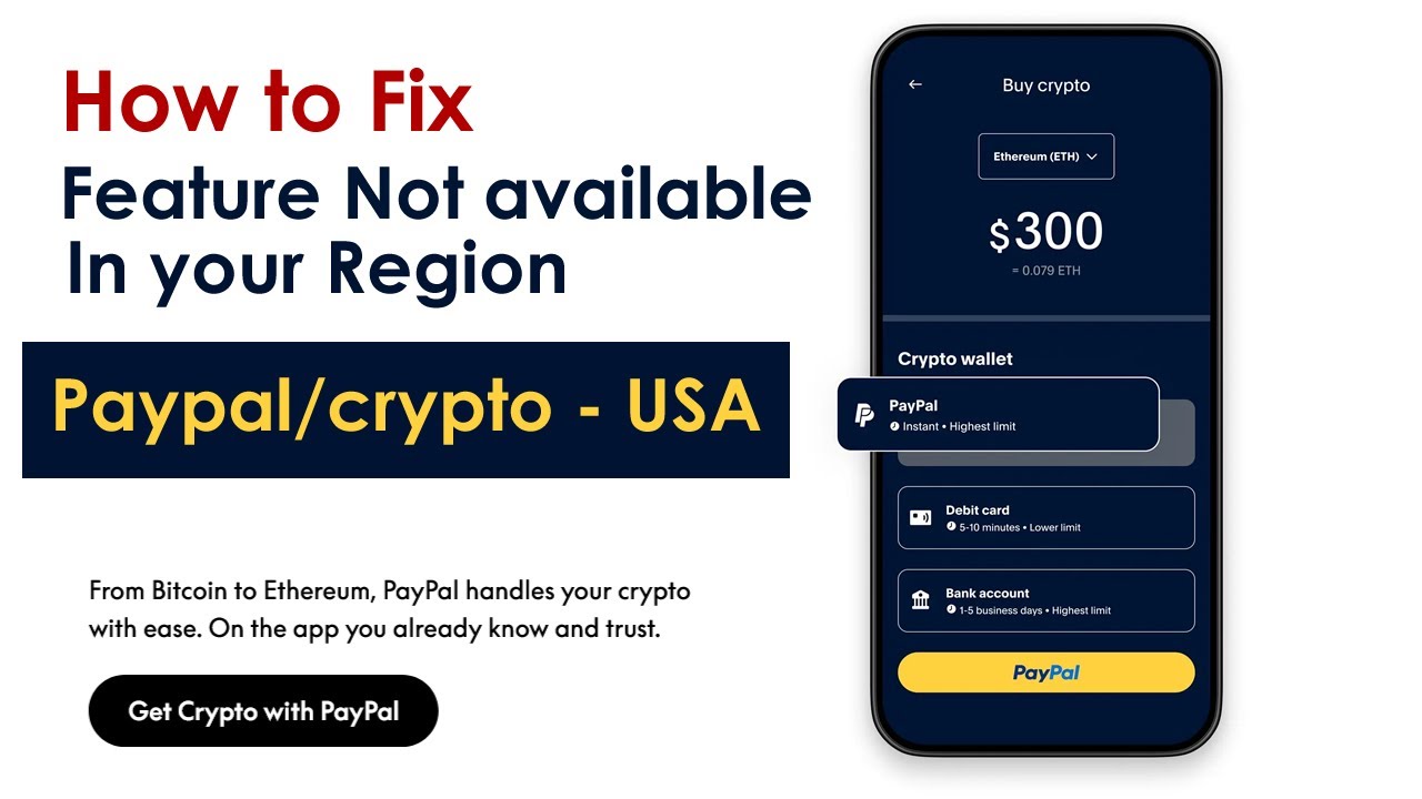 Paypal Crypto Error: Not Available in your region Yet | PayPal USA Crypto  Error Fix - YouTube