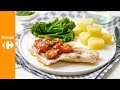 Gegrilde roodbaarsfilet met bimi en tomatendressing