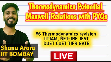 Thermodynamic Potential & Maxwell Relations  | revision with Shanu Sir | IIT JAM CUET DUET JEST TIFR