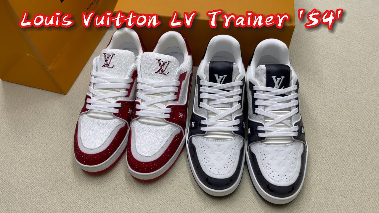 CANDY RED! Louis Vuitton LV Trainer '54' WHITE RED SNEAKER (Review) + ON  FOOT 