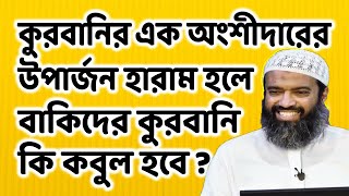 ভাগে কুরবানি দেয়ার বেলায় কোন এক অংশীদারের ইনকাম যদি হারাম হয় তাহলে কি কুরবানী কবুল হব