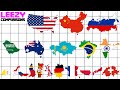 Country Size Comparison  All 195 Countrys | LeeZY Comparisons