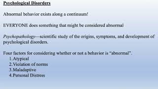 Intro to Psychology Psychological Disorders