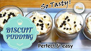 Biscuit pudding | Good day pudding | No whipping cream desert | Vanilla custard | Pudding cups