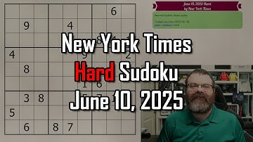 NYT Hard Sudoku Walkthrough | June 10, 2025