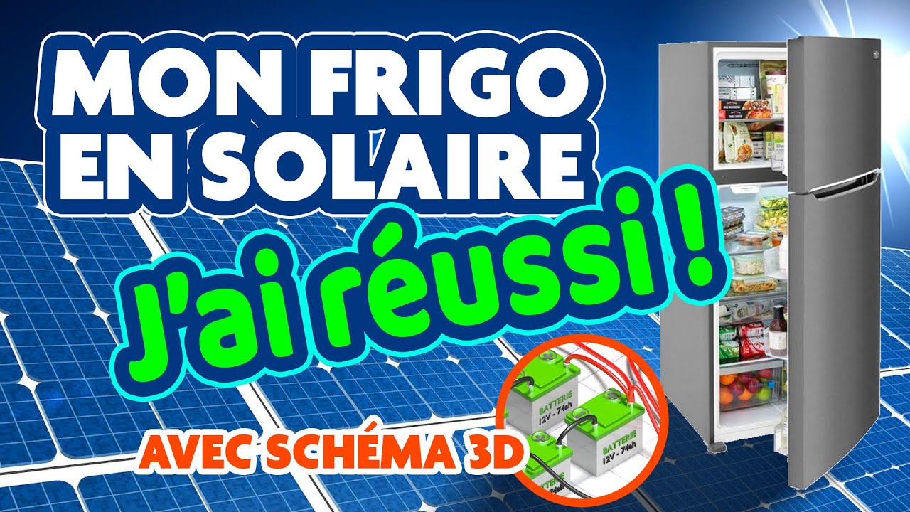 FRIGO SOLAIRE - Comment brancher batteries 12v  en Série parallèle sur 1 panneau solaire - schema 3D