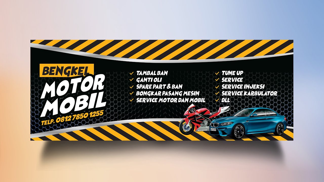 Desain Banner Bengkel Mobil Dan Motor | Free CDR - YouTube