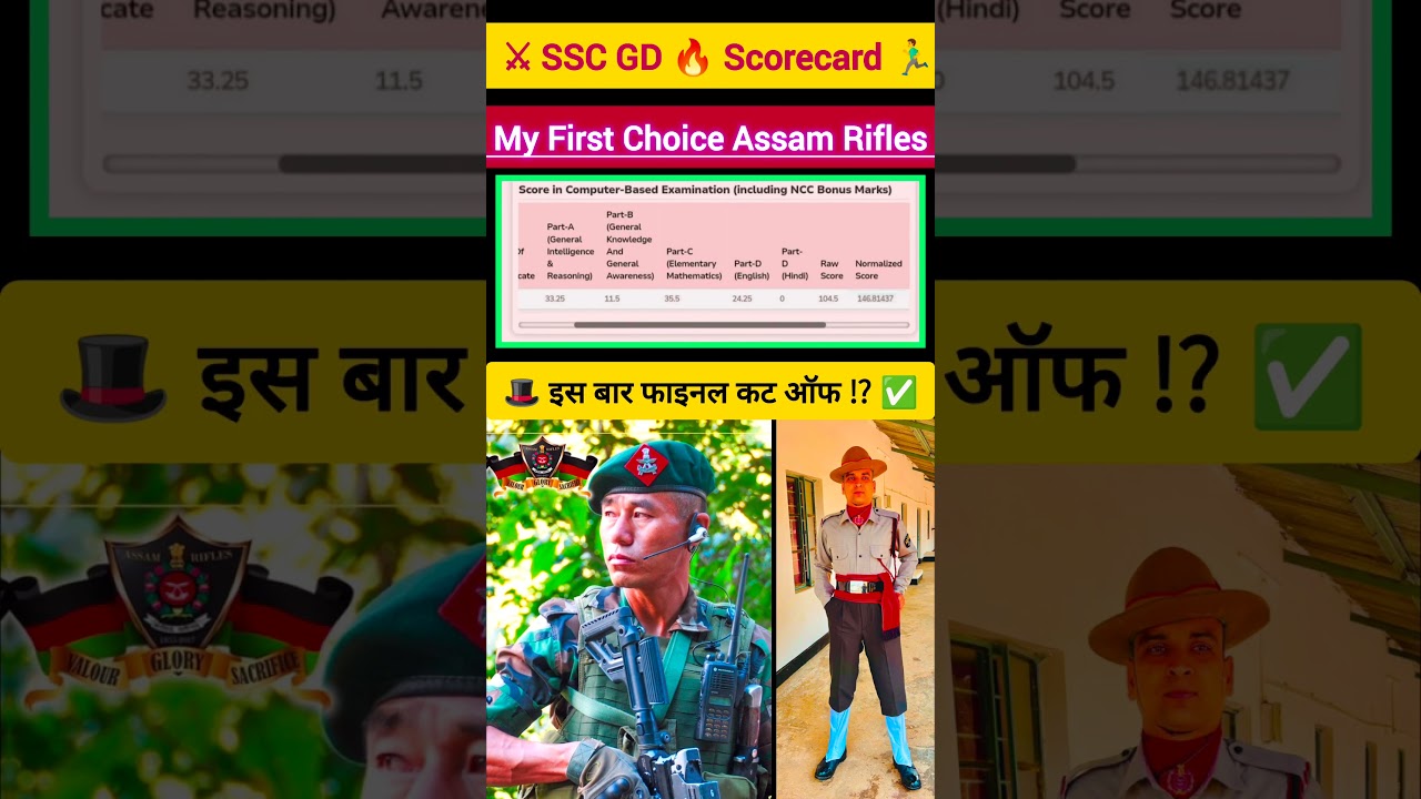 SSC GD Result Out Mark || Score Card Assam Rifles 