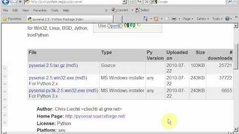 Calico: Installing pyserial (Win XP)