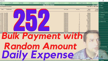 Tally Chapter 252 TDL for Daily Expense BULK Payment with Random Amount | Learn TDL Coding in Hindi