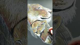 Материнская Любовь ♥️ #Shortvideo #Artist #Art #Painting #Animals #Oilpastel #Portrait #Shorts #Arts