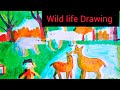 live Beautiful Forest Scenery Drawing/Wildlife Drawing/How to draw a Beautiful Scenery painting/