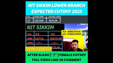 NIT SIKKIM LOWER BRANCH EXPECTED CUTOFF 2023 #shorts #josaa2023 #expectedcutoff