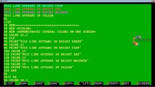 GW BASIC - Lecture 20   PROGRAM THAT DEMONSTRATES SEVERAL COLORS ON ONE SCREEN