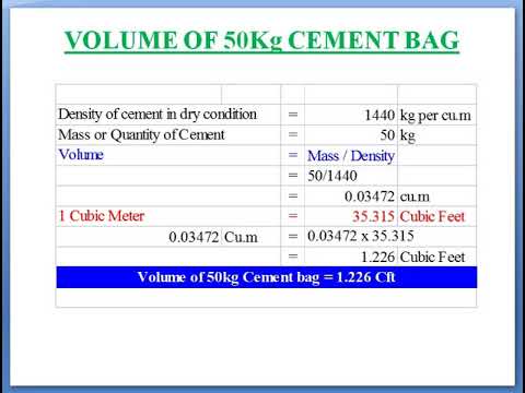 #How To Calculate The Volume of 1 Bag 50Kg Cement# - YouTube