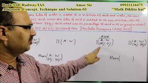 Alligation-03: Concept, Technique and Solution: Shortcut Tricks: By Amar Sir: Bank/SSC/Railway/IAS