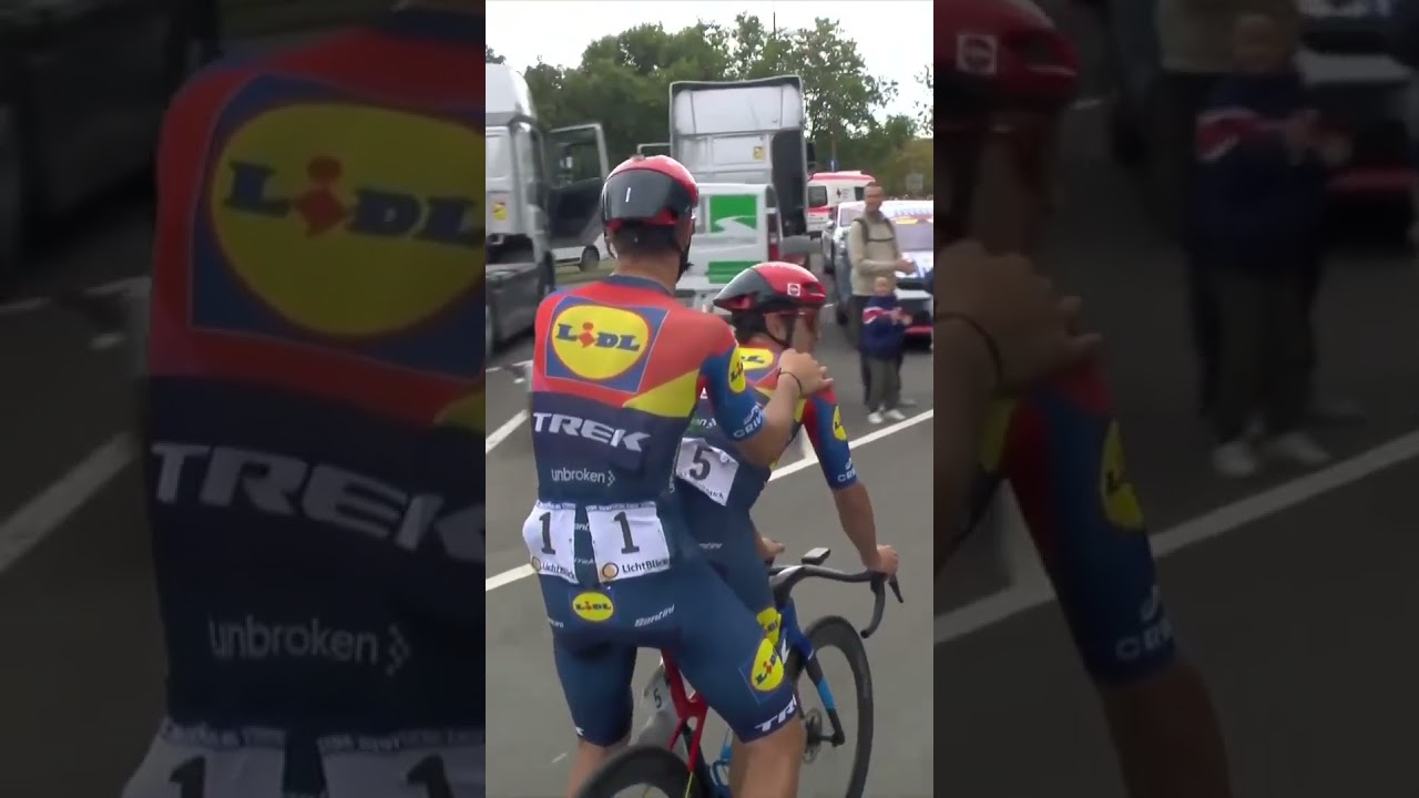 Riding off into the sunset 🌅 ☺️ Jacopo Mosca gives Jonathan Milan a lift 😂