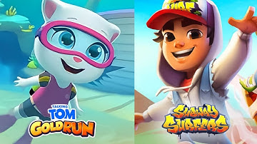 Talking tom gold run vs subway surf - ios, walkthrough, android gameplay