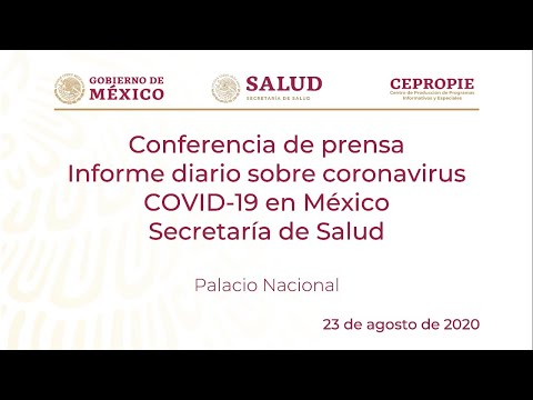 Informe diario sobre coronavirus COVID-19 en México. Secretaría de Salud. Domingo 23 de agosto, 2020