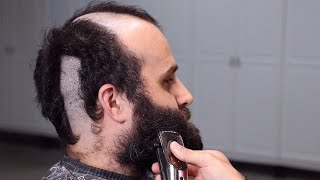 ASMR Barber  DRAMATIC BALD HEAD and BEARD SHAVE TRANSFORMATION