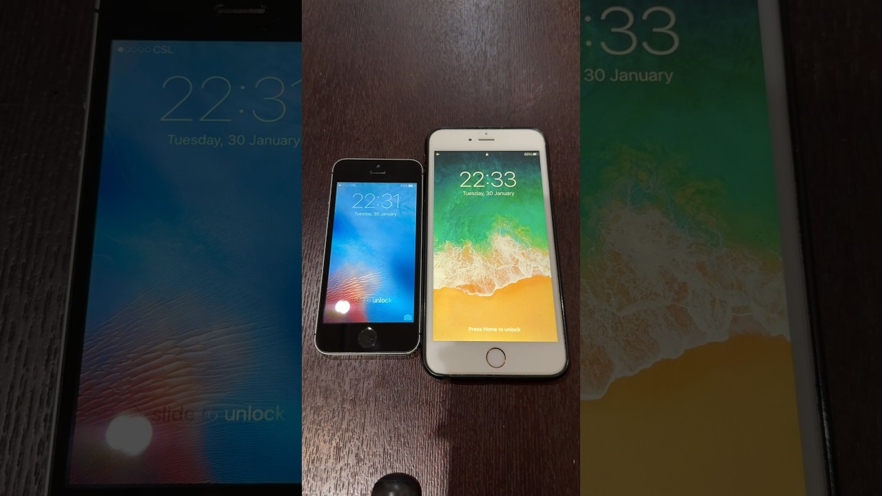 iPhone 5s on iOS 9 vs iPhone 6s Plus on iOS 15 boot up test 