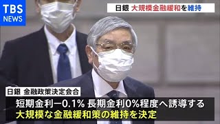 日銀 大規模金融緩和を維持 国内景気は「持ち直しが明確化」