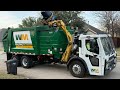 Waste Management: Shiny Mack LR Heil Python Garbage Truck Collecting Into the Night