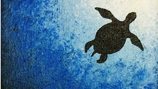 turtle silhouette painting easy sea turtles paintings animal watercolor paint canvas water rock background sillouette diy pattern paintingvalley