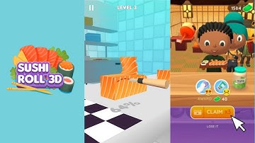 Sushi Roll 3d - All Levels Gameplay Walkthrough Android, ios (Levels 1-8)