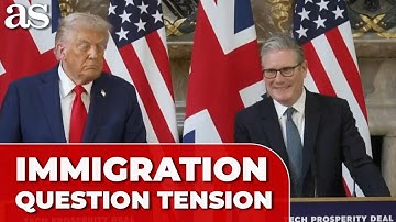 THE IRONIC SMILE of STARMER when a journalist asks Trump for IMMIGRATION ADVICE