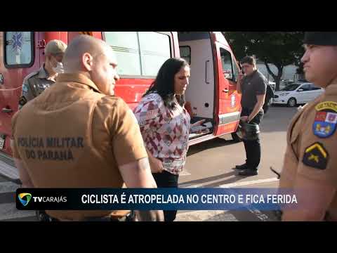 Ciclista é atropelada no centro e fica ferida