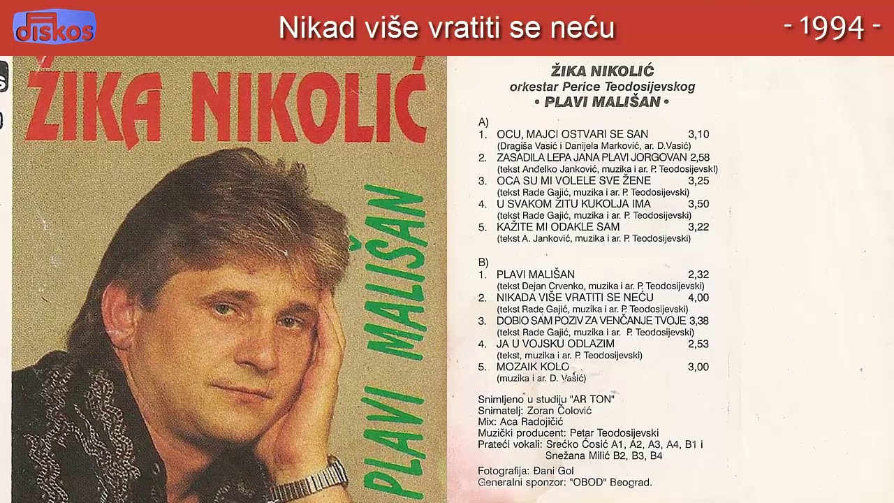 Zika Nikolic - Nikad vise vratiti se necu - (Audio 1994)
