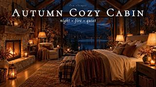 Cozy Autumn Night in a Cabin Bedroom 🍂 Fireplace & Dark Academia Piano for Study, Reading & Relaxing