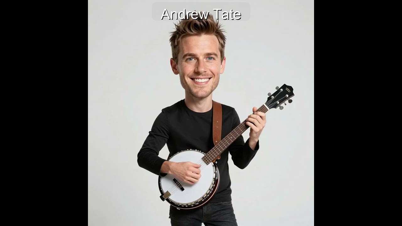 AI Cartoon Caricatures Part 6 of Famous People Playing Banjo  ・Japanese-English Bluegrass Song by AI
