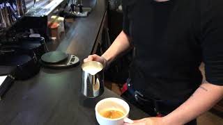 Latte art demonstration at the Copperbarn Coffeebar & Eatery