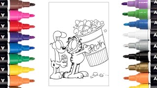 Garfield Coloring Page || Coloring Garfield And Odie With Their Popcorn || Linked (NCS Release)