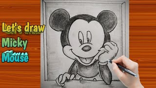Easy way to draw a mickey mouse in easy step/pencil sketch ||