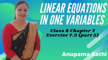Linear Equations in One Variable - Class 8 Chapter 7 Exercise 7.3 (Part 2)