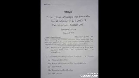 MDU Immunology-I  Bsc (hons) zoology 5th sem question paper March 2021 #mdu #immunology #zoology