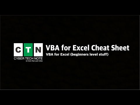 VBA for Excel Cheat Sheet - Cyber Tech Note