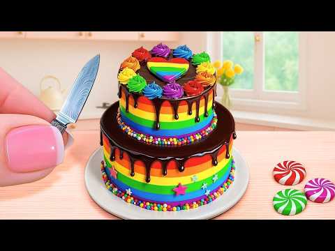 How to Make Rainbow KitKat Cake with Cocoa - Satisfying Mini Dessert DIY | Tiny Burger Cheese